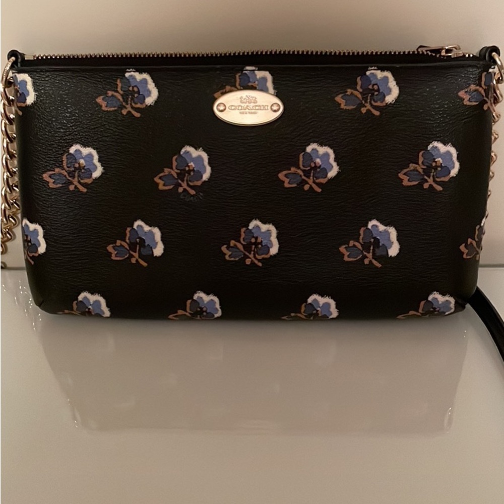 Coach small black floral crossbody